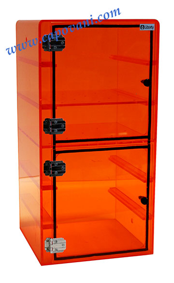 LIBERTY INDUSTRIES DESICCATOR DRY BOX, AMBER, TWO COMPARTMENT